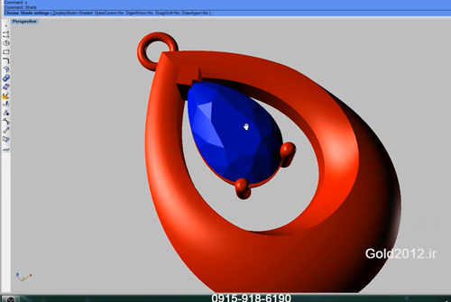 آموزش نرم افزار ماتریکس طراحی مدل مدال طلا طرح قطره با سنگ نگین وسط