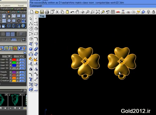 آموزش نرم افزار ماتریکس طراحی مدل گوشواره چهار برگ