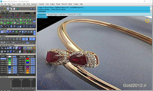 آموزش نرم افزار ماتریکس آموزش رایگان روش طراحی طرح انگشترساده با دوسنگ قرمز قطره ای
