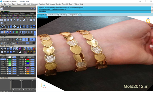 آموزش نرم افزار ماتریکس آموزش رایگان روش طراحی دستنبند طلا برگی قلب شکل 