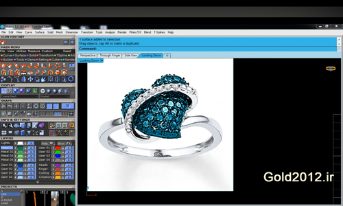 طراحی انگشتر های ترکیب فریم و سنگ در نرم افزار ماتریکس